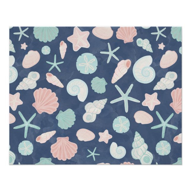Poster motif de coquillages (Devant)