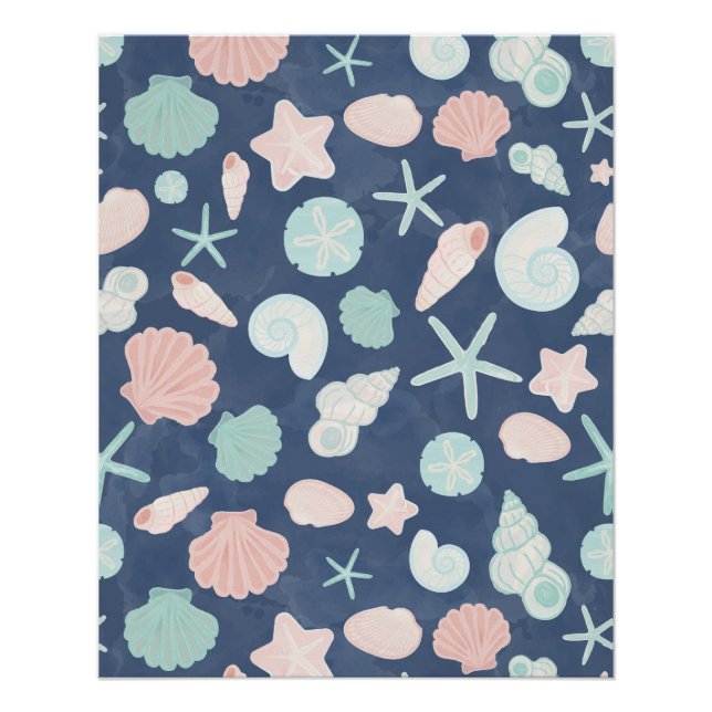Poster motif de coquillages (Devant)