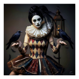 Poster Motif de corbeau romantique sombre