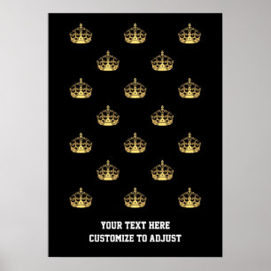 Poster Motif de couronne noir et or