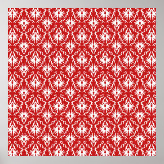 Poster Motif de Damas rouge et blanc brillant.