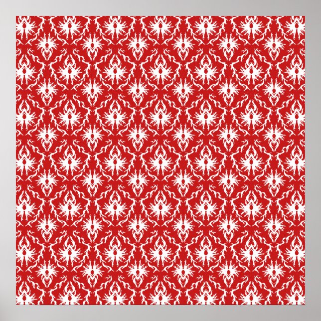 Poster Motif de Damas rouge et blanc brillant. (Devant)