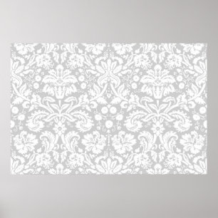 Poster Motif de damassé de gris argenté