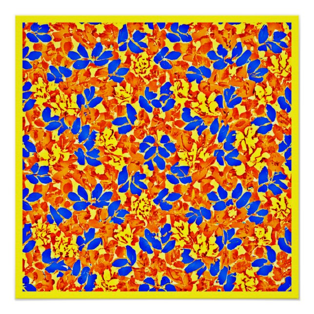 Poster Motif de feuillage couleur chic (Devant)