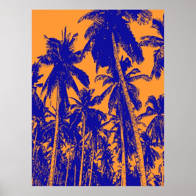 Poster Motif de feuille. Palmiers tropicaux (Devant)