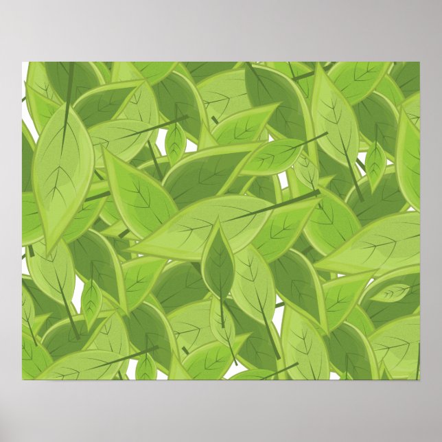Poster Motif de feuilles vertes (Devant)