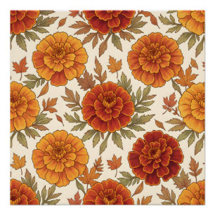Poster Motif de fleur de souci d'automne