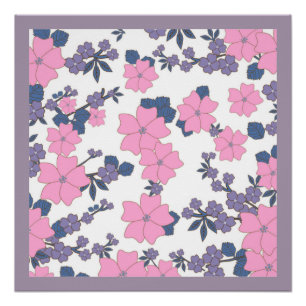POSTER MOTIF DE FLEUR ROSE ET VIOLET