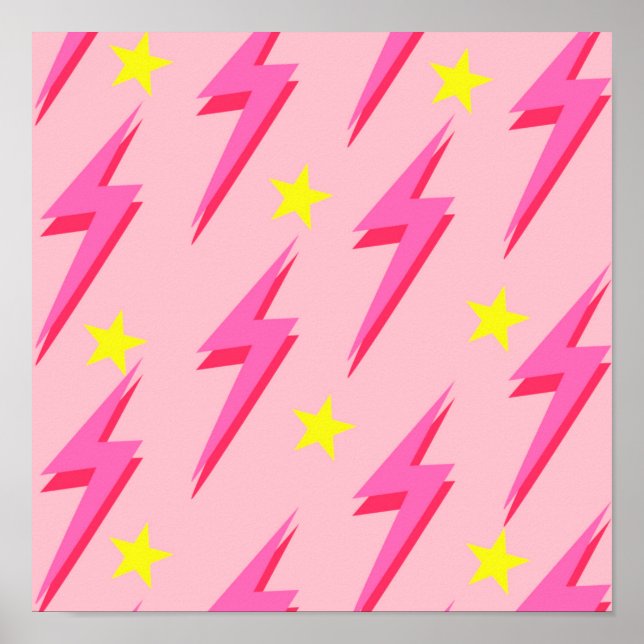 Poster Motif de foudre rose pour décoration murale (Devant)