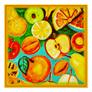 Poster Motif de fruits capricieux. Commandez dès maintena
