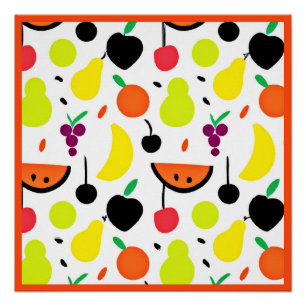 Poster Motif de fruits de néon à lueur tropicale