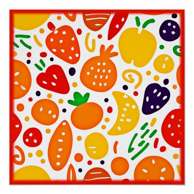 Poster Motif de fruits vibreux (Devant)