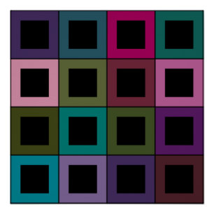 Poster Motif de grille de blocs carrés colorés