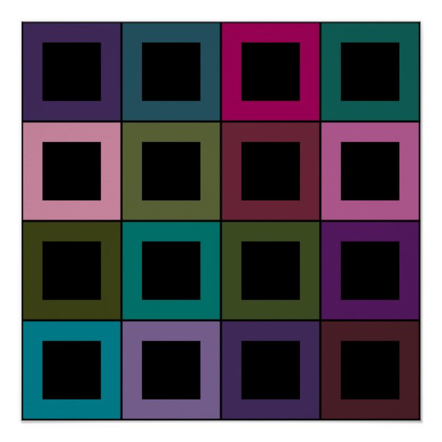 Poster Motif de grille de blocs de Carré coloré (Devant)