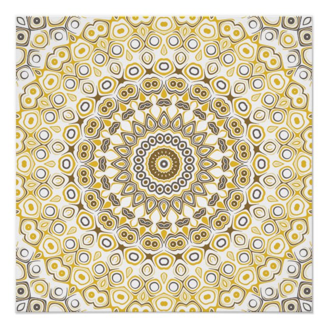 Poster Motif de mandala jaune doré (Devant)