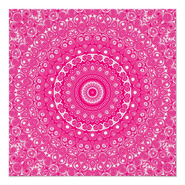 Poster Motif de mandala rose vif (Devant)