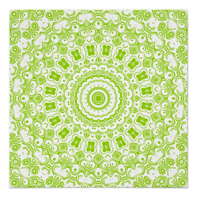 Poster Motif de mandala vert chartreuse (Devant)