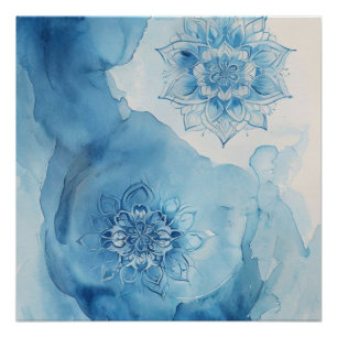Poster Motif de mandala zen bleu clair 