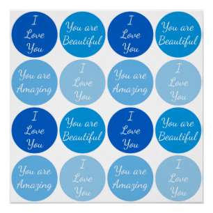 Poster Motif de mots d'affirmation positive bleue