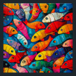 Poster Motif de poisson multicolore<br><div class="desc">Illustration numérique d'un motif de poisson multicolore très agréable à l'oeil.</div>