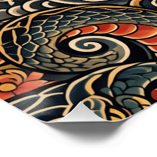 Poster Motif de tatouage japonais Irezumi Cobra