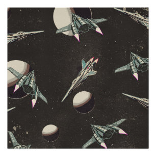 Poster motif de vaisseau spatial vintage