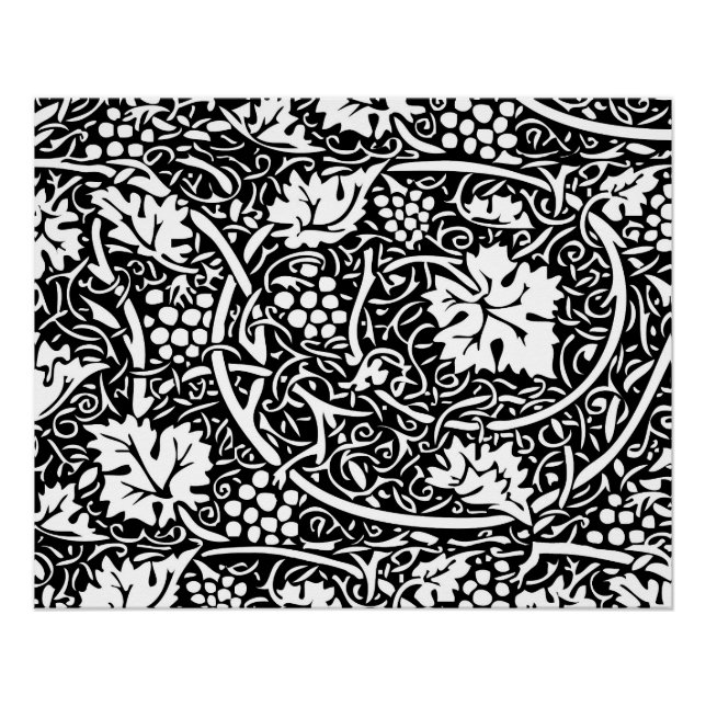 Poster Motif de vigne de raisin noir et blanc de William  (Devant)