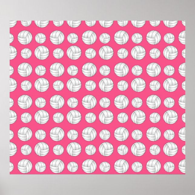 Poster Motif de volley-ball rose (Devant)
