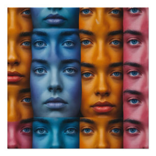 Poster Motif des faces colorées