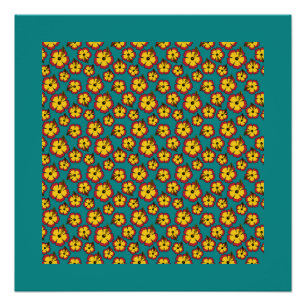 Poster Motif des fleurs tropicales de l'Hibiscus rouge ja