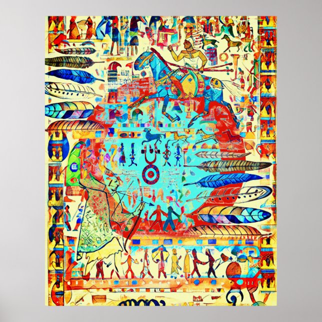 Poster motif des plumes et des guerriers (Devant)