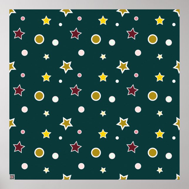 Poster Motif d'étoile festive sur sarcelle foncée (Devant)