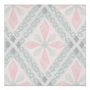 Poster Motif diamant pastel vert et rose
