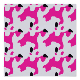 Poster Motif d'impression de vache rose et noire