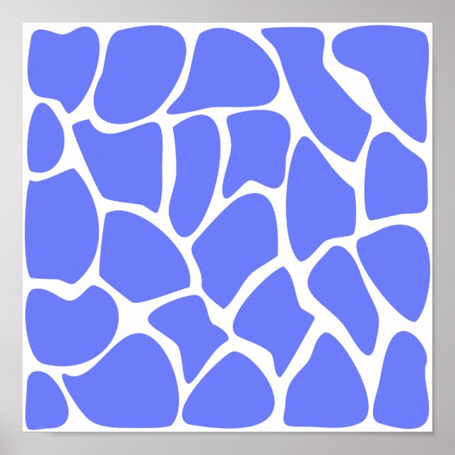 Poster Motif d'impression Giraffe en bleu Cornflower. (Devant)