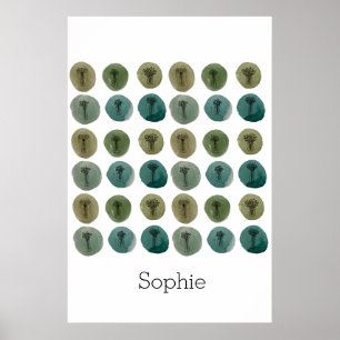 Poster Motif Doodle Aquarelle