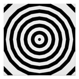 Poster Motif du cercle noir et blanc hypnotique