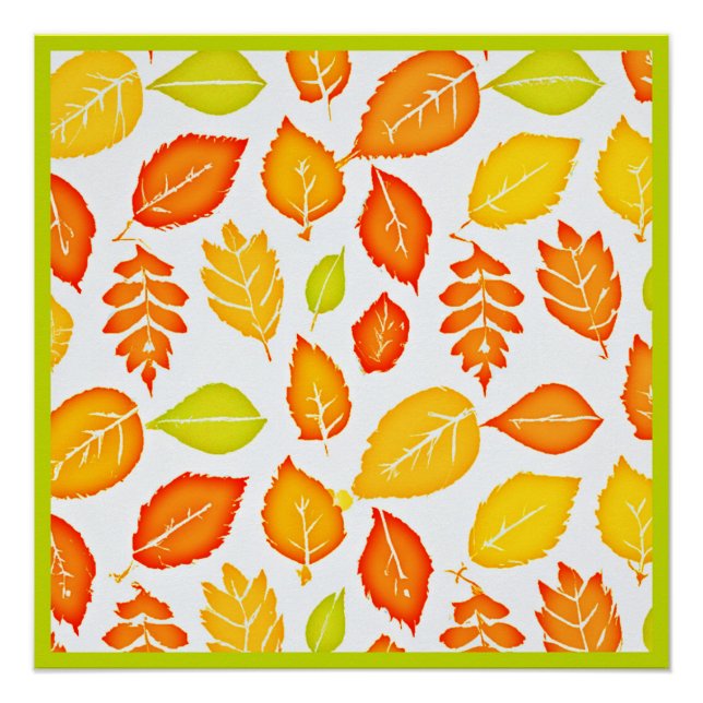 Poster Motif Feuille coloré (Devant)