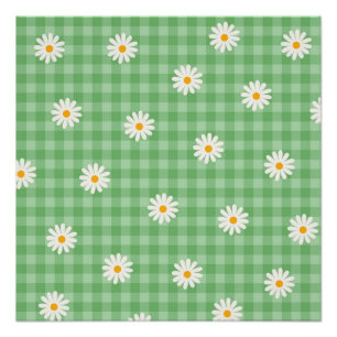 Poster Motif Fleur Carreaux Vichy à carreaux Fleur à moti