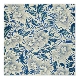 Poster Motif Floral bleu Antique Design asiatique