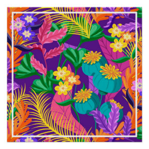 Poster Motif floral exotique coloré-23148