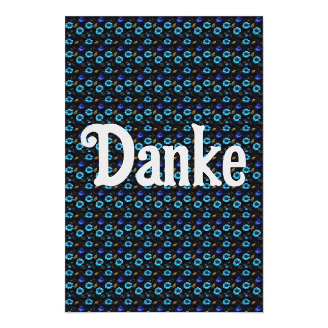 Poster Motif floral fleurs bleues (Devant)