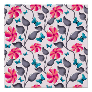 Poster Motif floral papillon Élégant Botanique
