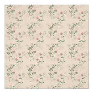 Poster Motif floral rétro Y2K années 70 rose vert