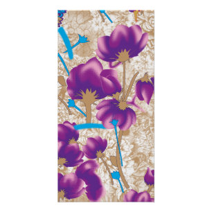 Poster Motif floral vif avec violet et bleu f