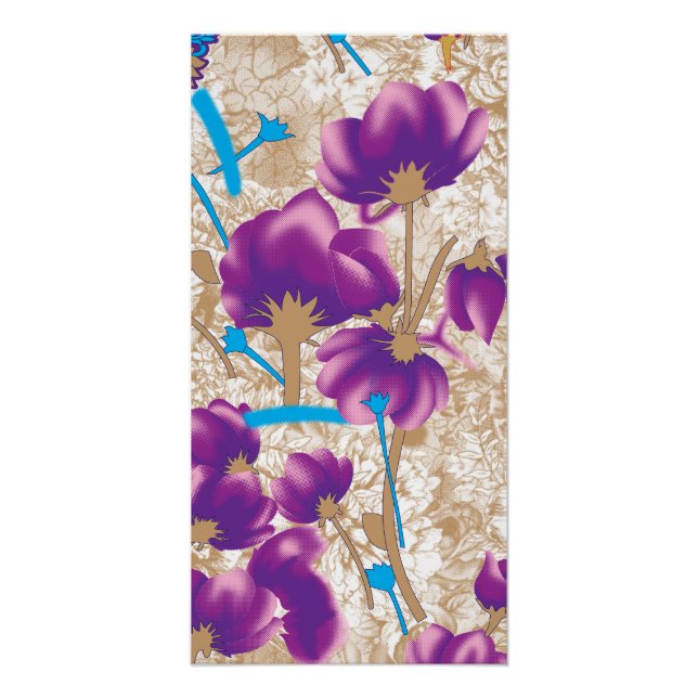 Poster Motif floral vif avec violet et bleu f (Devant)