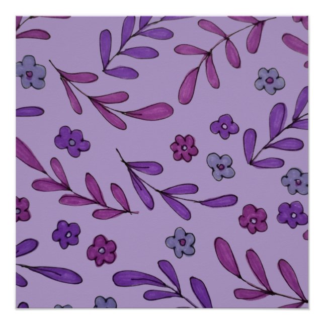 Poster Motif floral violet (Devant)