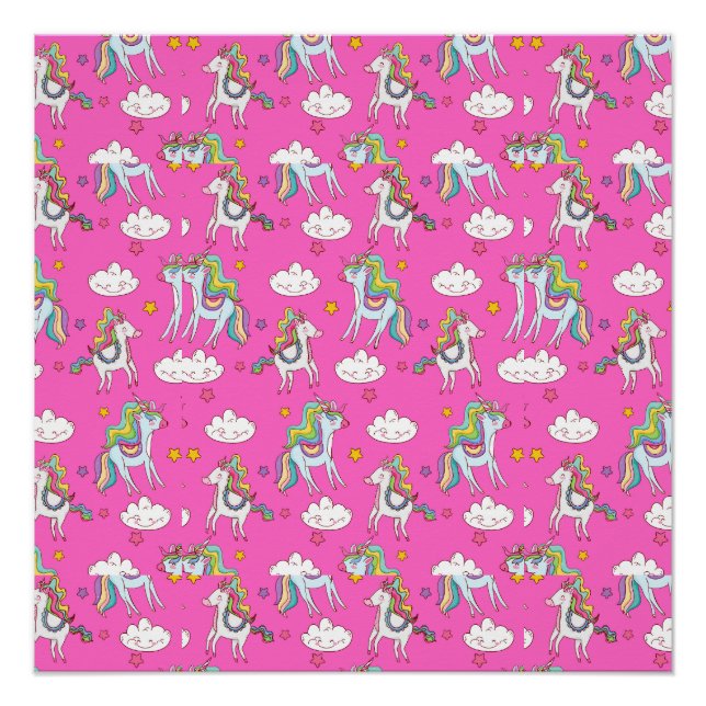 Poster Motif Funny Unicorn mignonne (Devant)