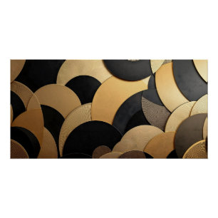 Poster Motif géométrique Abstrait or et noir