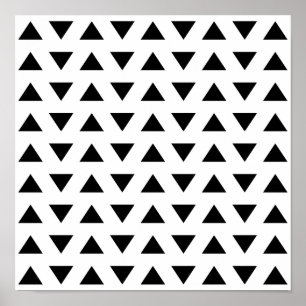 Poster Motif géométrique noir et blanc des triangles.